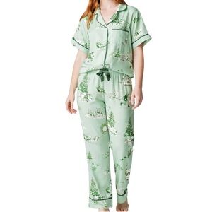 Katie Kime NWOT Women’s Holiday Toile Pajama Set In Green Sz.XL Lounge Cozy